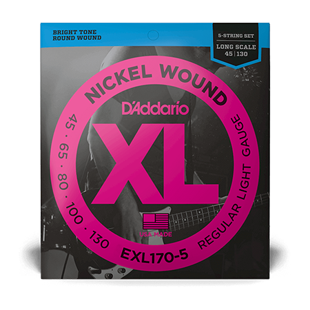 D'addario EXL170-5 Regular Light Long 5-String Bass Strings-accessories-Daddario- Hermes Music