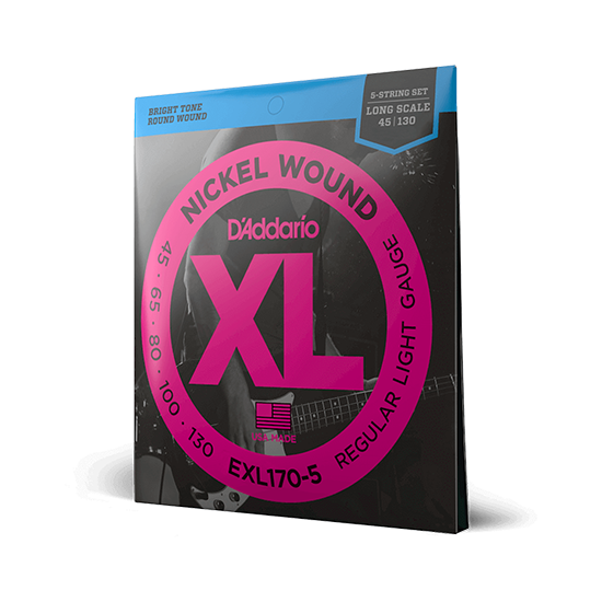 D'addario EXL170-5 Regular Light Long 5-String Bass Strings-accessories-Daddario- Hermes Music