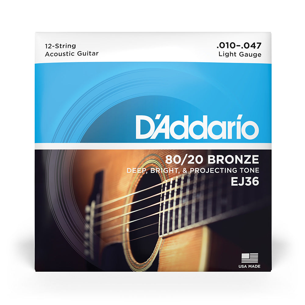 D'Addario EJ36 Light 80/20 Bronze 12-String Acoustic Guitar