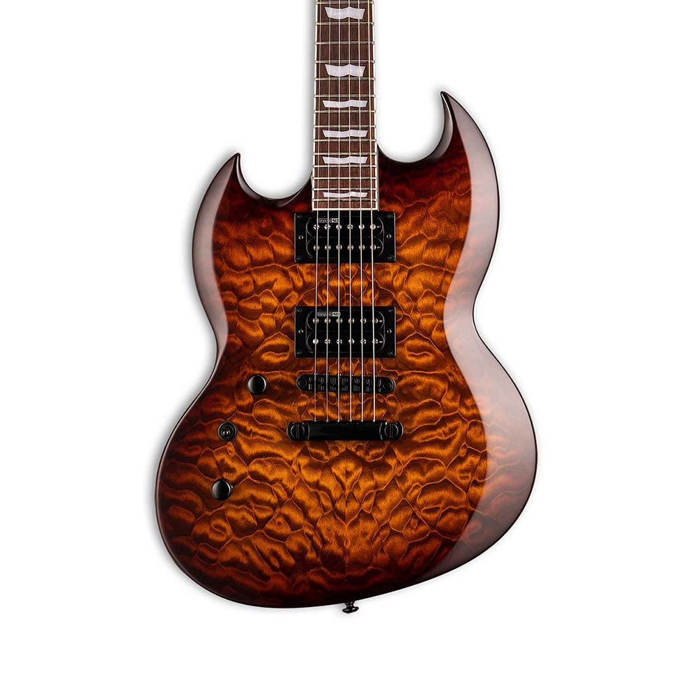 ESP LTD Viper Series VIPER-256 Left Handed Electric Guitar Dark Brown Sunburst-guitar-ESP Guitars- Hermes Music