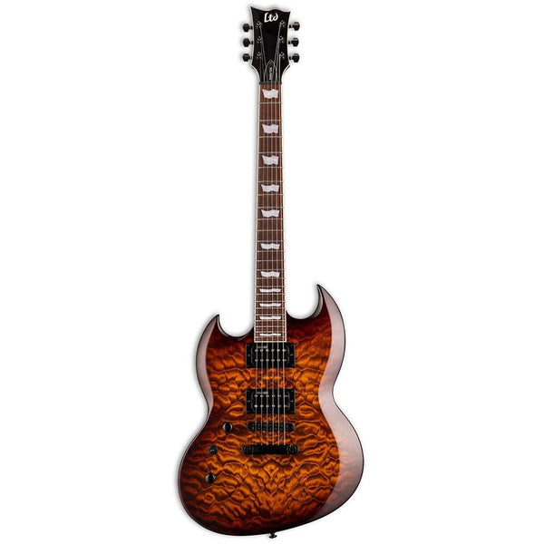 ESP LTD Viper Series VIPER-256 Left Handed Electric Guitar Dark Brown Sunburst-guitar-ESP Guitars- Hermes Music