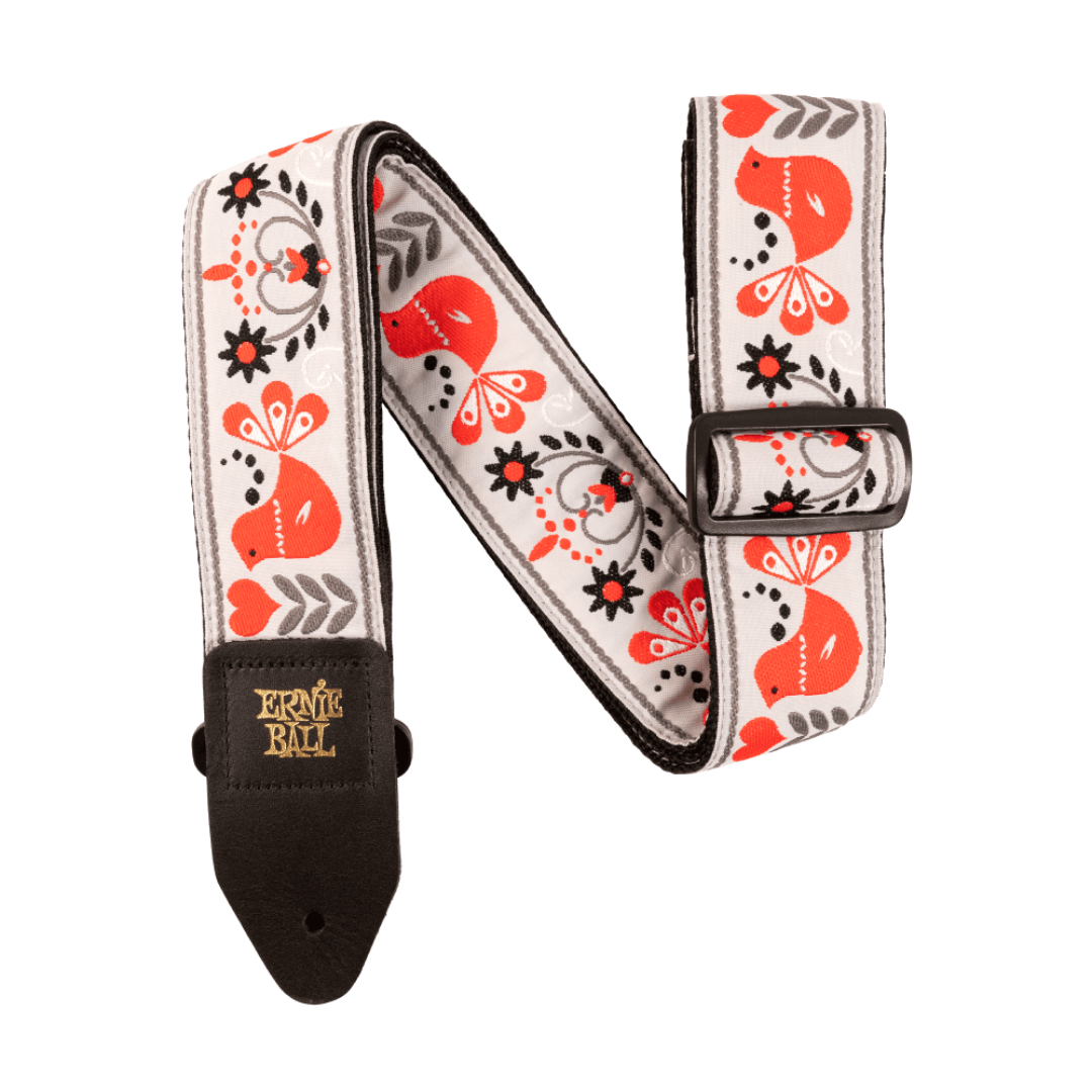 Ernie Ball P04689 Classic Jacquard Guitar Strap/Bass Strap - Red Bird Winter-Guitar Accessories-Ernie Ball- Hermes Music