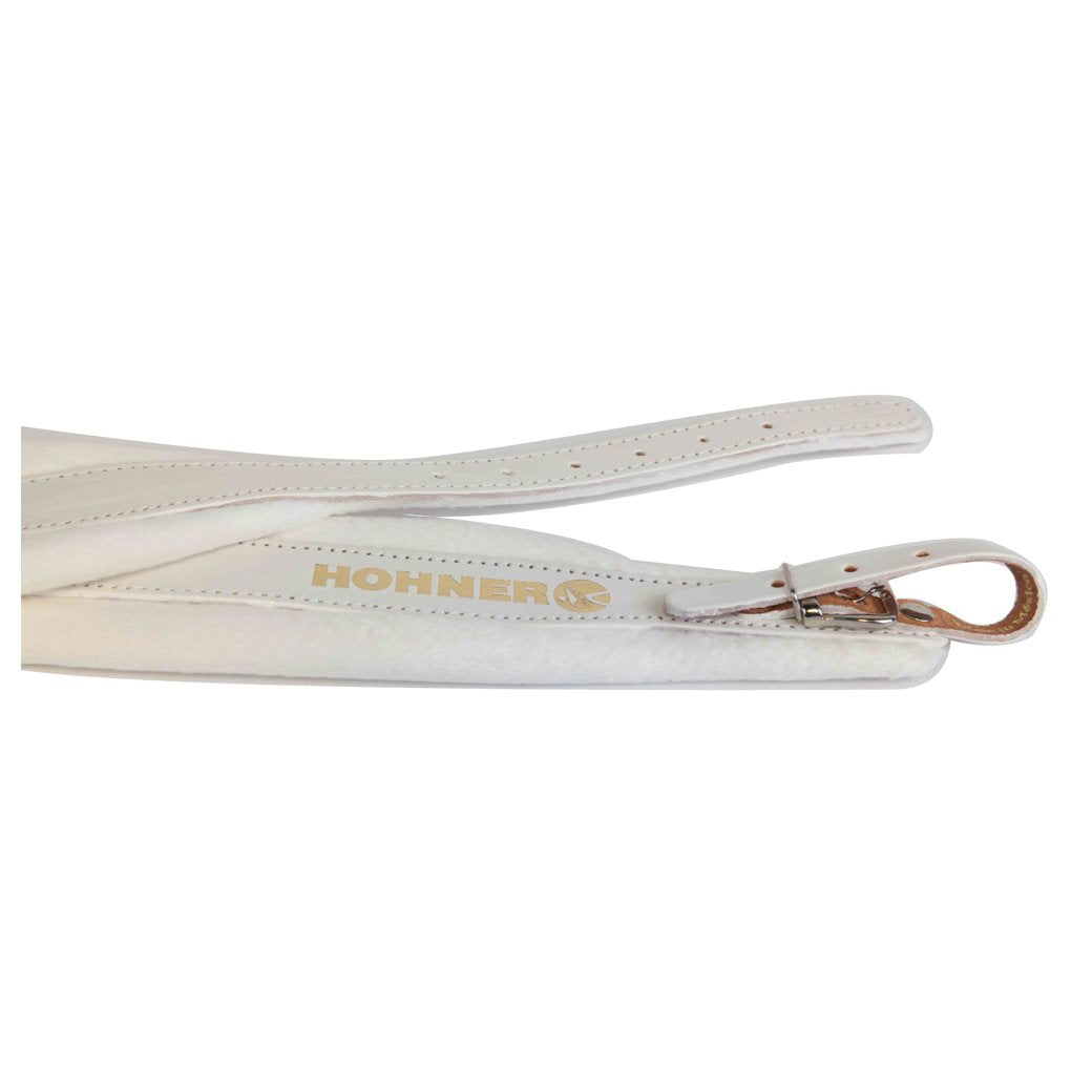 Hohner Accordion Straps White Leather-accessories-Hohner- Hermes Music