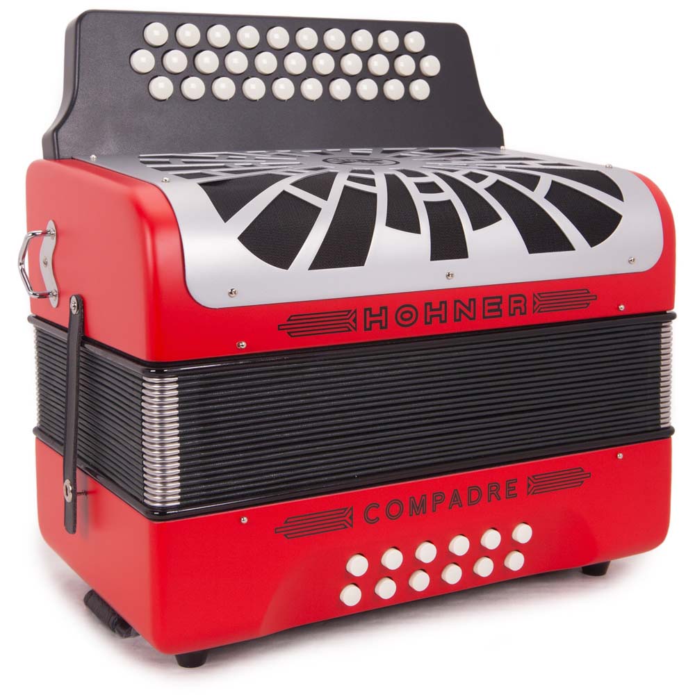 Hohner Compadre Accordion No Switch GCF Matte Red with Gray-accordion-Hohner- Hermes Music