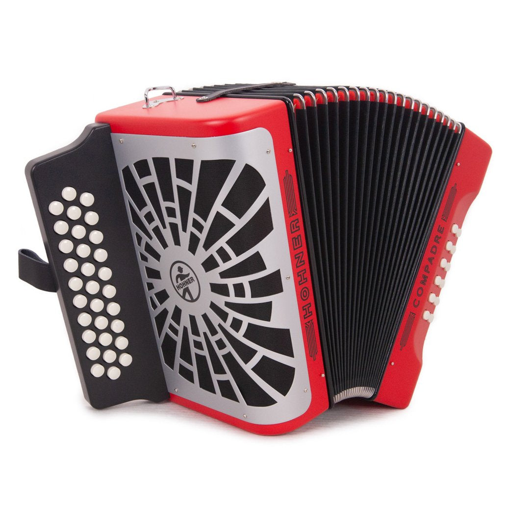 Hohner Compadre Accordion No Switch GCF Matte Red with Gray-accordion-Hohner- Hermes Music