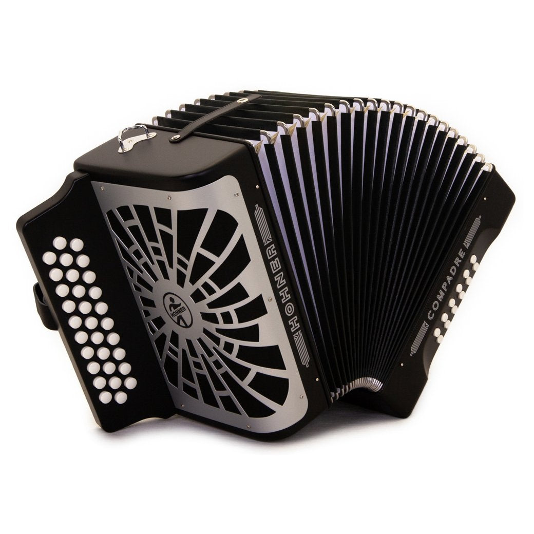 Hohner Compadre FBE Black with Matte Gray Grill-accordion-Hohner- Hermes Music