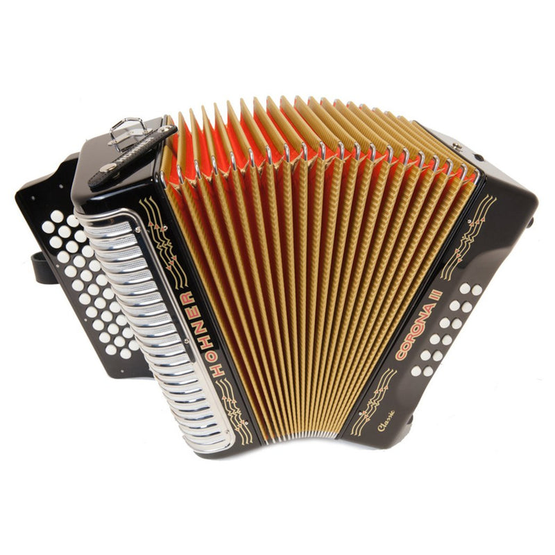 Hohner Corona II Classic GCF Diatonic Accordion in Black-accordion-Hohner- Hermes Music