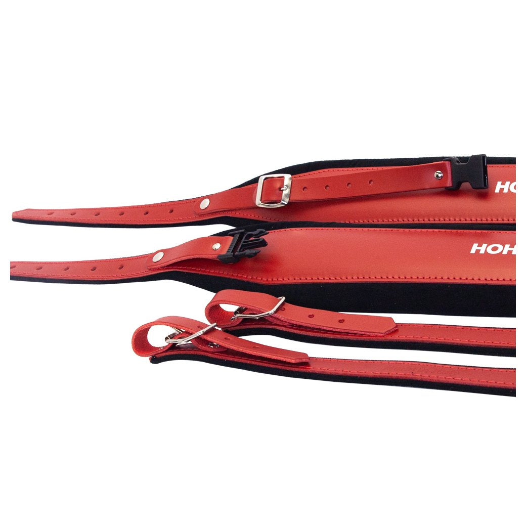 Hohner Extra Large Accordion Straps Red on Black Leather and Velvet-accessories-Hohner- Hermes Music