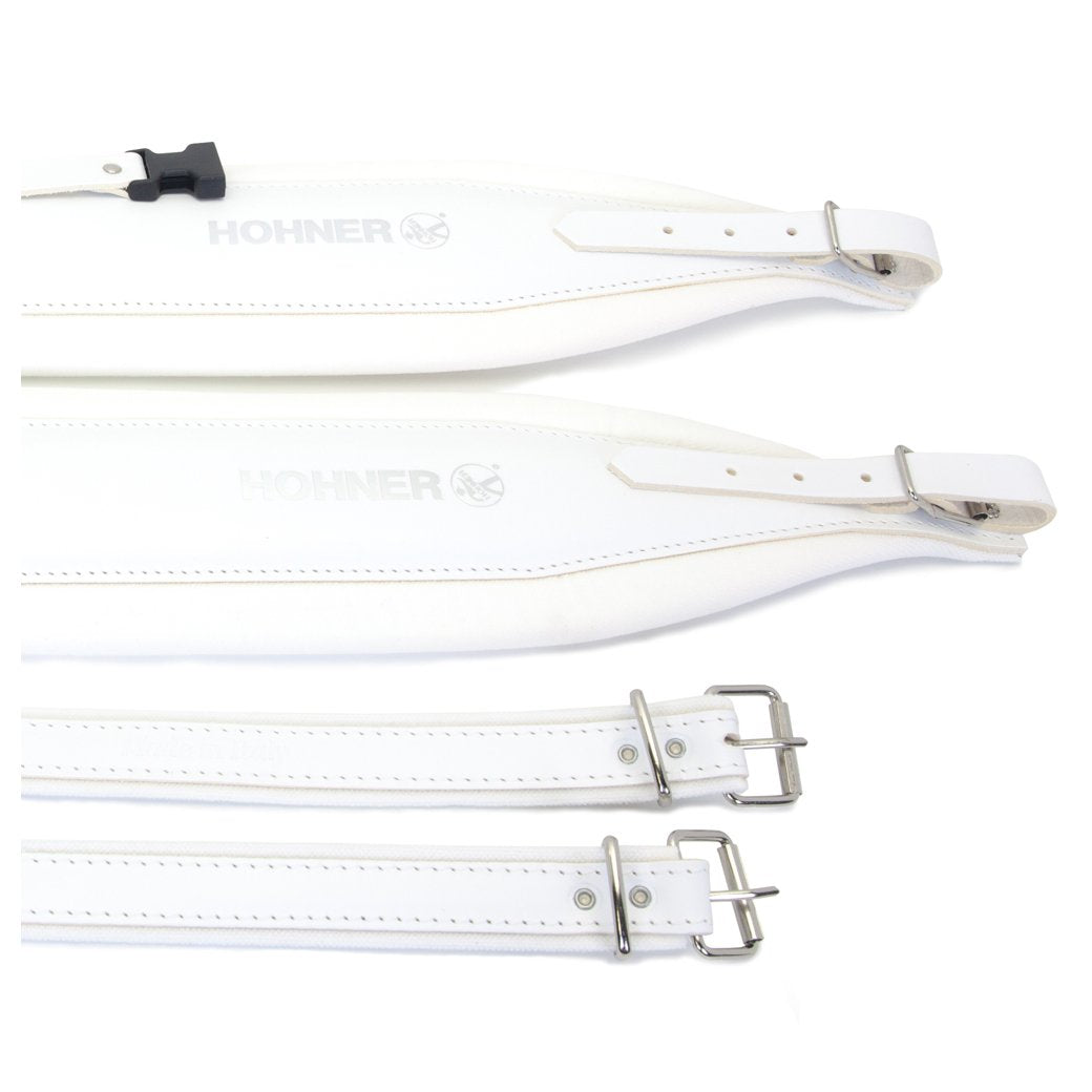 Hohner Extra Large Accordion Straps White Leather and Velvet-accessories-Hohner- Hermes Music