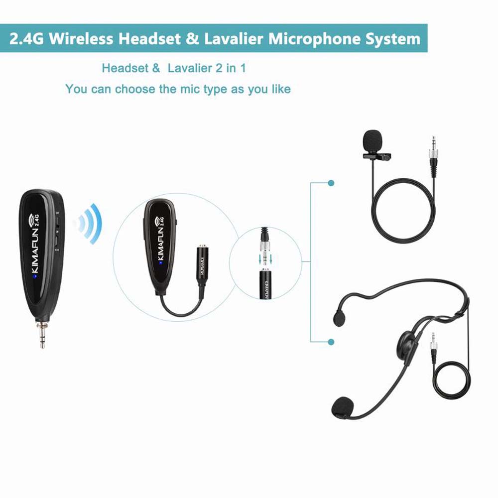 Kimafun KM-G102-3 Wireless Lavalier Vocal Lapel and Headset Microphone System-microphone-Kimafun- Hermes Music