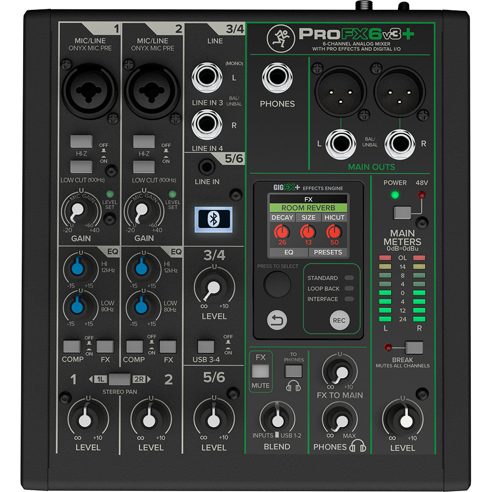 Mackie PROFX6V3+ 6-Channel Analog Mixer w/USB and Bluetooth-Mixer-Mackie-Hermes Music