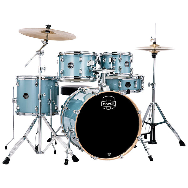 Mapex Venus 5 Pc Fusion Complete Setup VJ Aqua Blue Sparkle-drumset-Mapex- Hermes Music