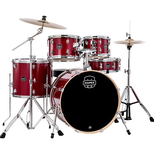 Mapex Venus 5 Pc Rock Complete Setup VM Crimson Red Sparkle-drumset-Mapex- Hermes Music