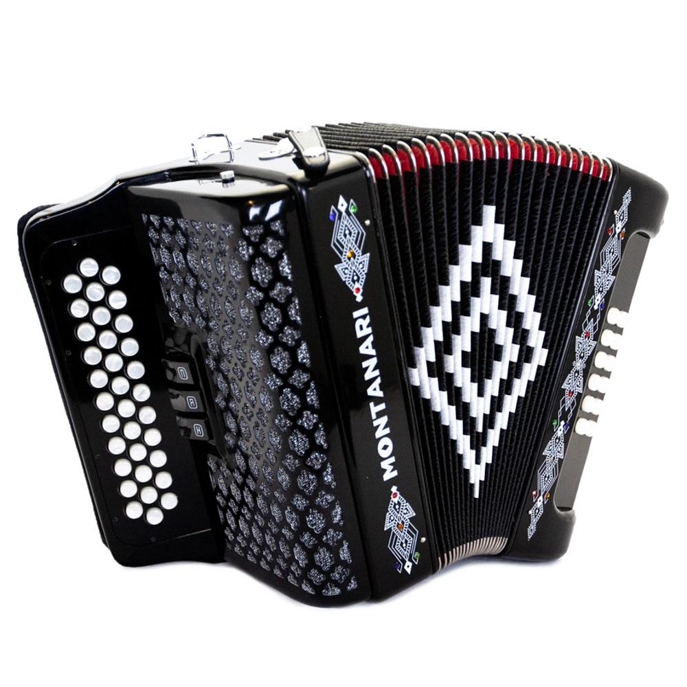 Montanari 3412 3 Switch Accordion FBE Black with Cantabella Straps Bundle-bundle-Hermes Music- Hermes Music