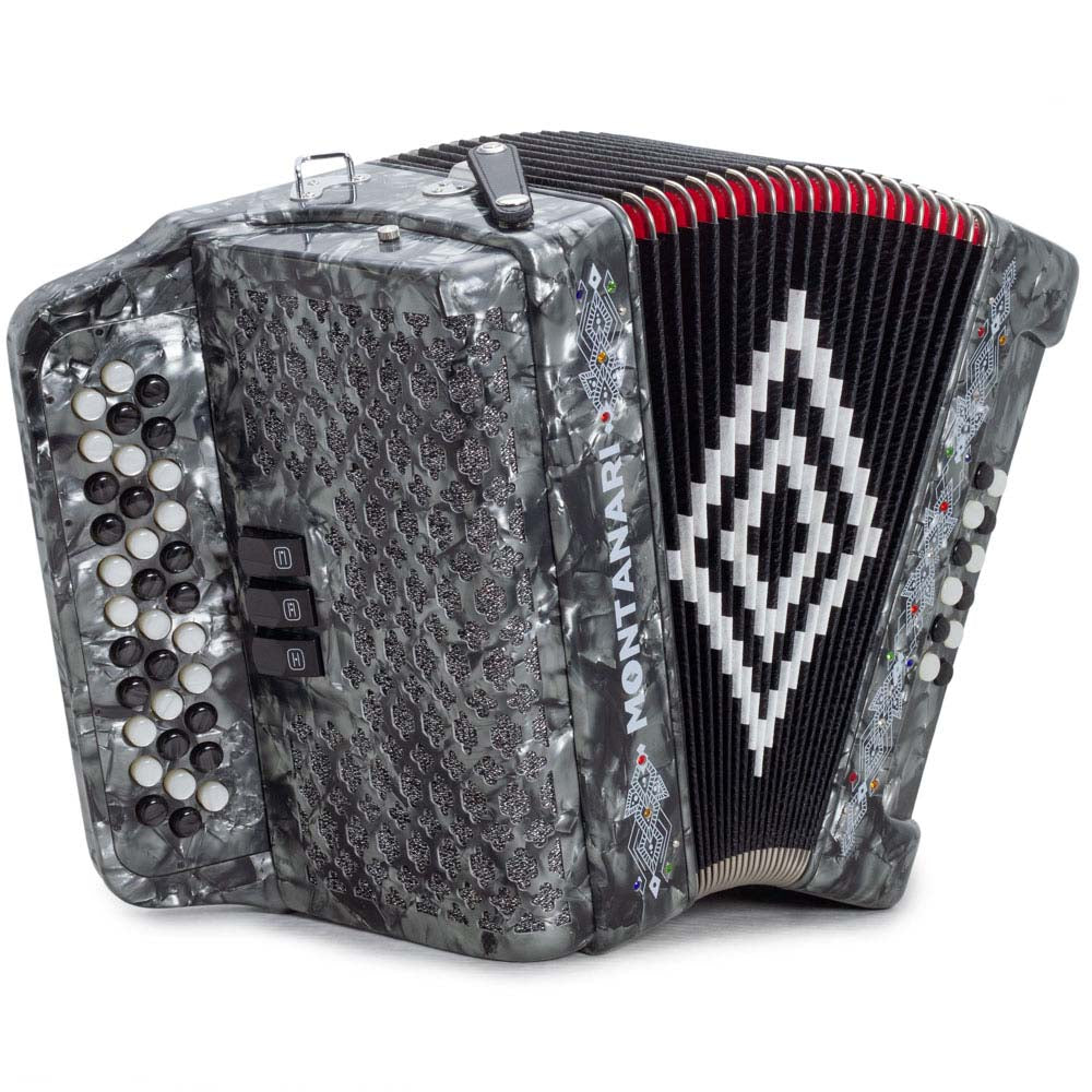 Montanari 3412 3 Switch Accordion FBE Gray-accordion-Montanari- Hermes Music