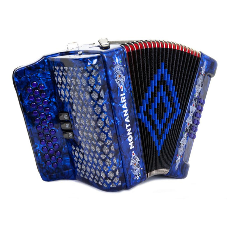 Montanari 3412 Accordion 3 Switch FBE Blue-accordion-Montanari- Hermes Music