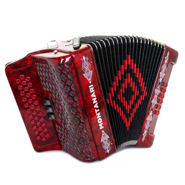 Montanari 3412 Accordion 3 Switch FBE Red-accordion-Montanari- Hermes Music