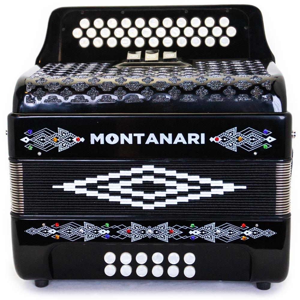 Montanari 3412 Accordion 3 Switch GCF Black-Accordions & Concertinas-Montanari- Hermes Music