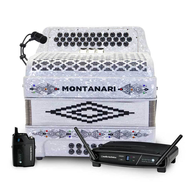 Montanari Accordion 3 Switch FBE White Includes Microphone-bundle-Montanari- Hermes Music