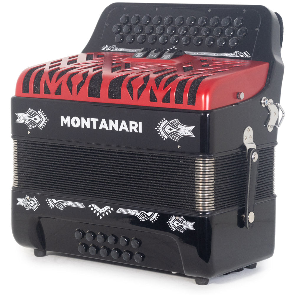 Montanari CM II Accordion 3 Switch 3412 EAD Black with Red-accordion-Montanari- Hermes Music