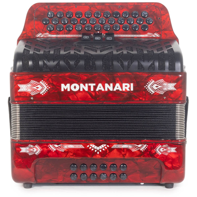 Montanari CM II Accordion 3 Switch 3412 EAD Red-accordion-Montanari- Hermes Music