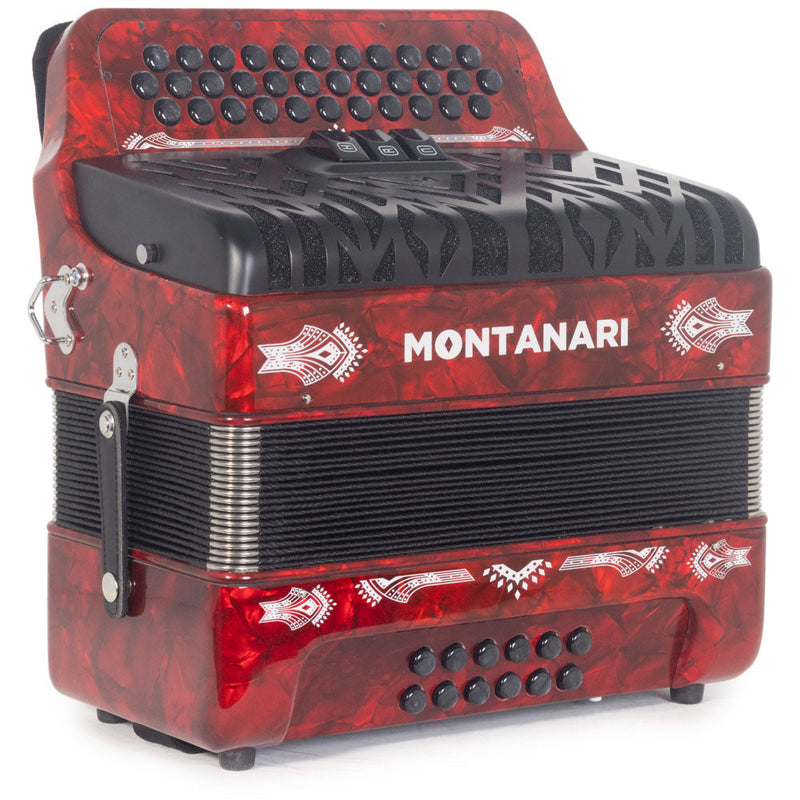 Montanari CM II Accordion 3 Switch 3412 EAD Red-accordion-Montanari- Hermes Music