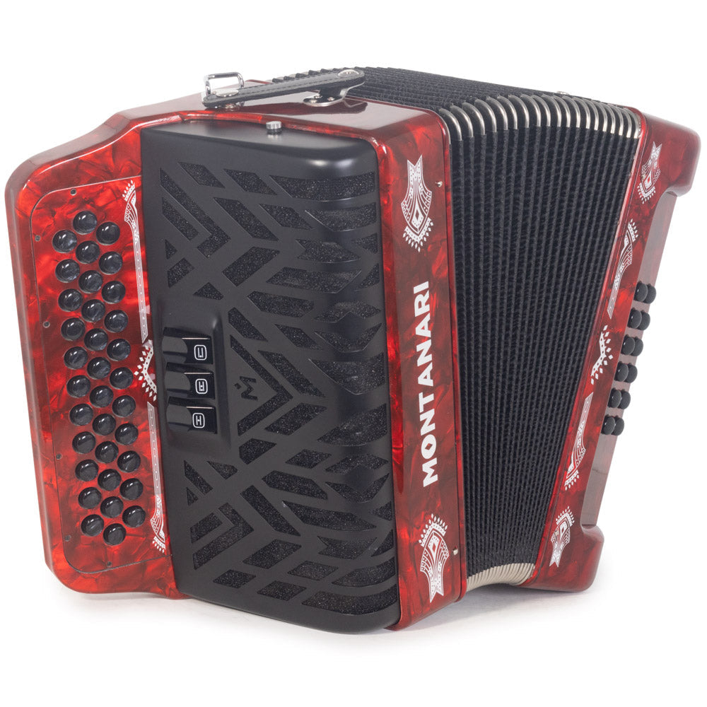 Montanari CM II Accordion 3 Switch 3412 EAD Red-accordion-Montanari- Hermes Music