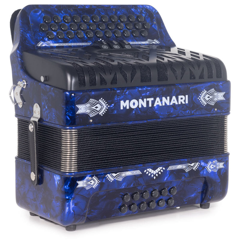 Montanari CM II Accordion 3 Switch 3412 FBE Blue-accordion-Montanari- Hermes Music