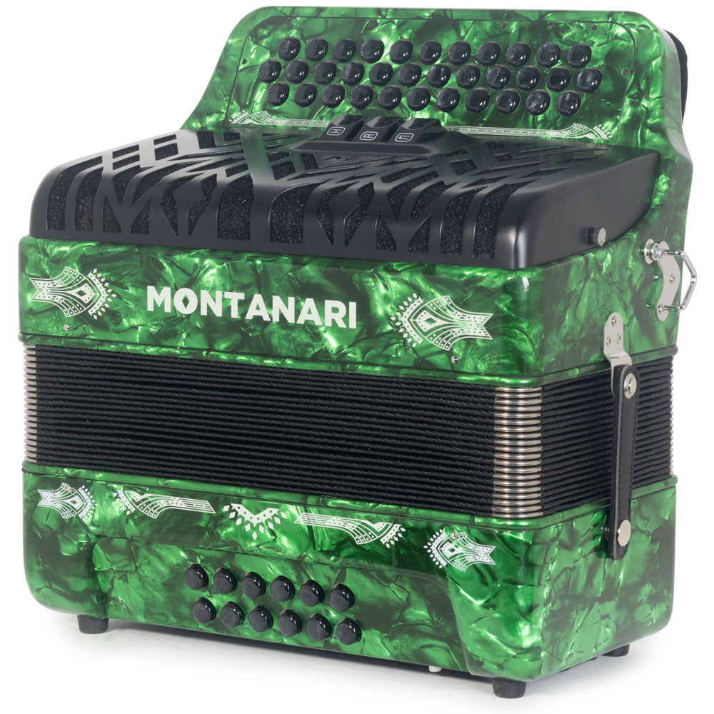 Montanari CM II Accordion 3 Switch 3412 FBE Green-accordion-Montanari- Hermes Music