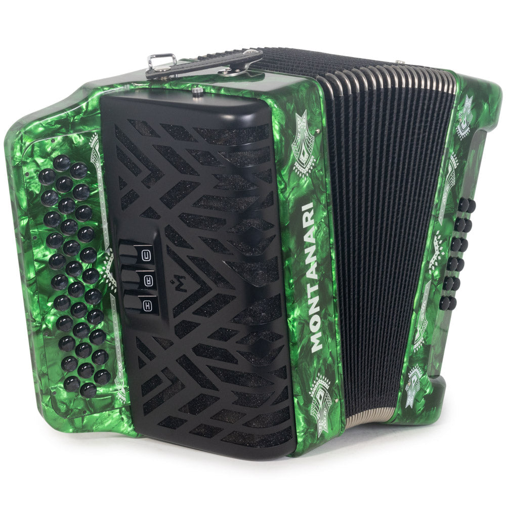 Montanari CM II Accordion 3 Switch 3412 FBE Green-accordion-Montanari- Hermes Music