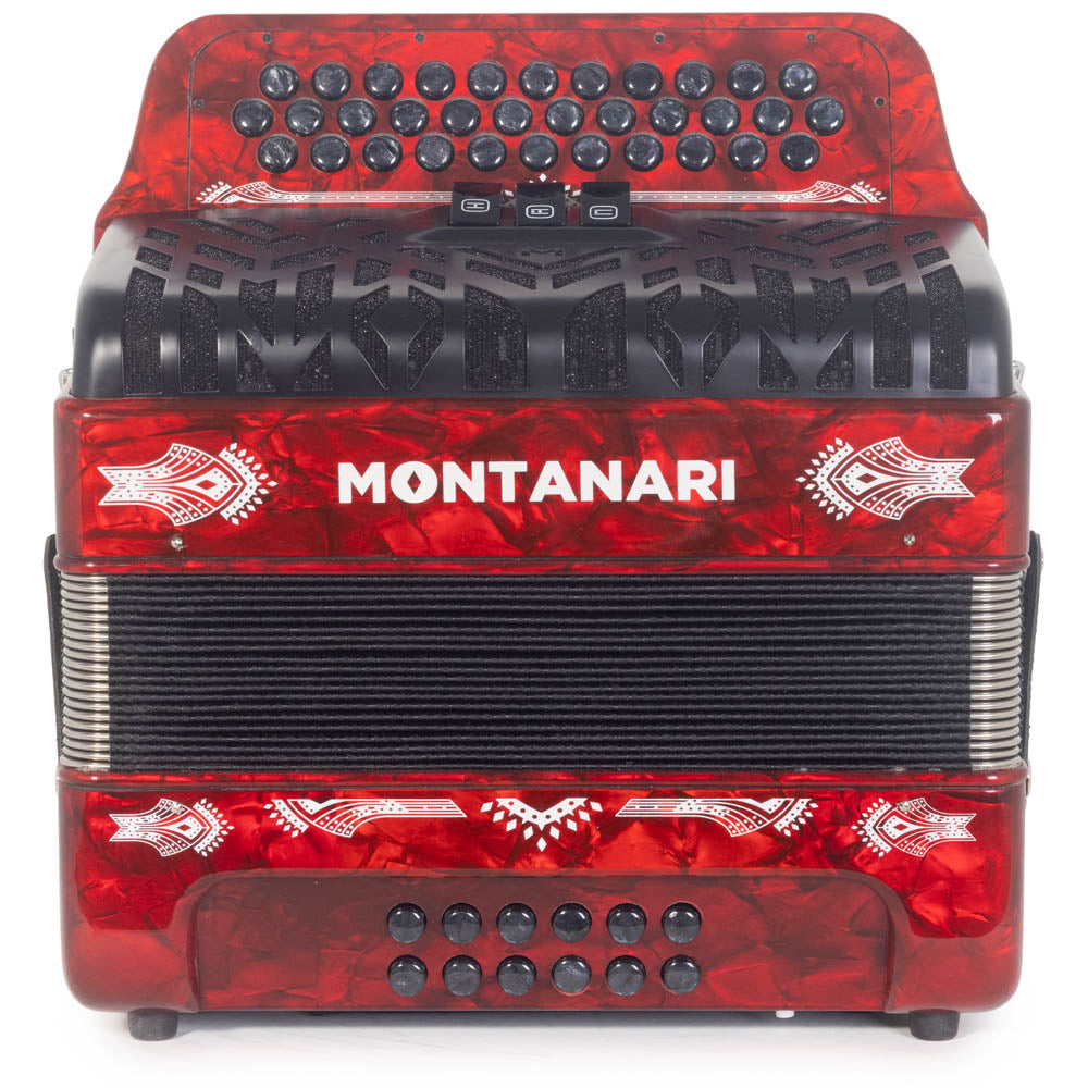 Montanari CM II Accordion 3 Switch 3412 FBE Red-accordion-Montanari- Hermes Music