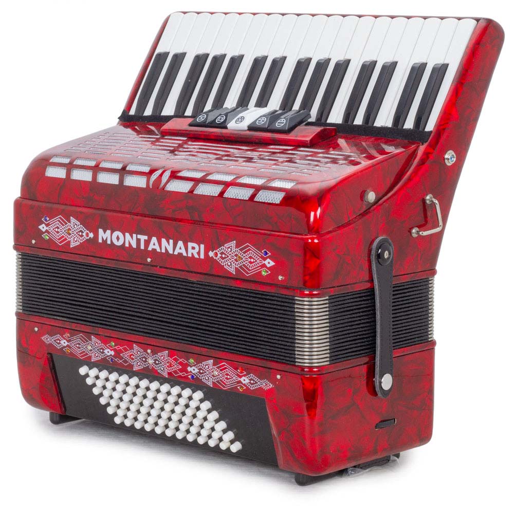 Montanari Piano Accordion 5 Switch 72 Bass 34 Keys Red-accordion-Montanari- Hermes Music