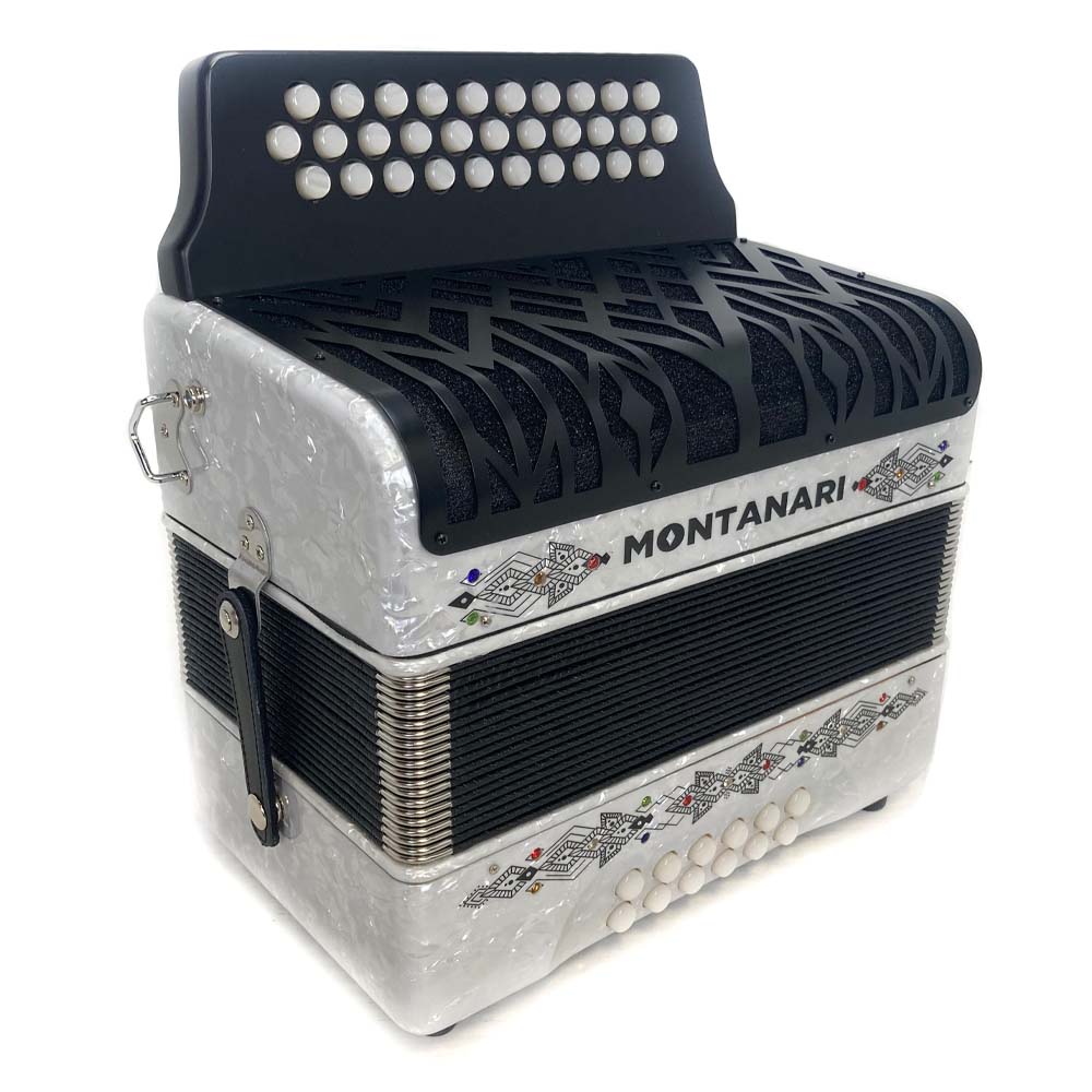 Montanari Vallenato Accordion Si Bemol White-accordion-Montanari- Hermes Music