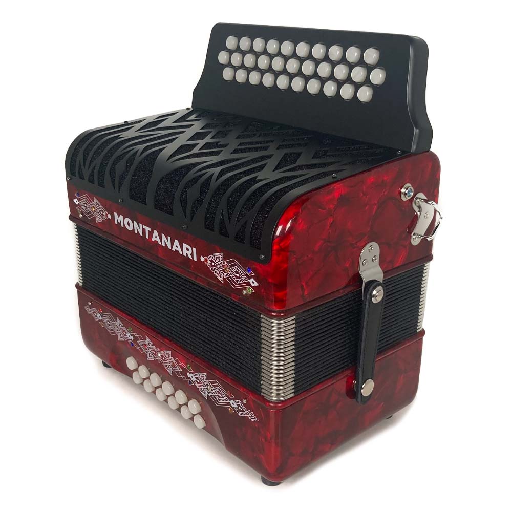 Montanari Vallenato Accordion No Switch GCF Red-accordion-Montanari- Hermes Music