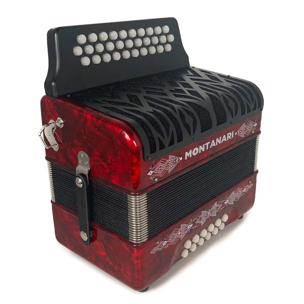 Montanari Vallenato Accordion No Switch GCF Red-accordion-Montanari- Hermes Music