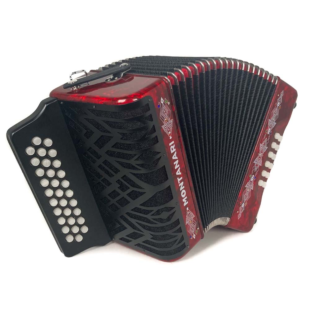 Montanari Vallenato Accordion No Switch GCF Red-accordion-Montanari- Hermes Music