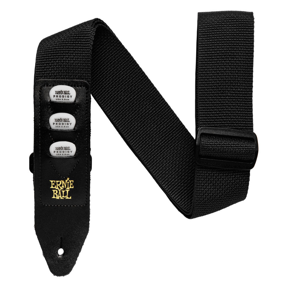 Ernie Ball Polypro Pickholder Guitar Strap/Bass Strap - Black-accessories-Ernie Ball-Hermes Music