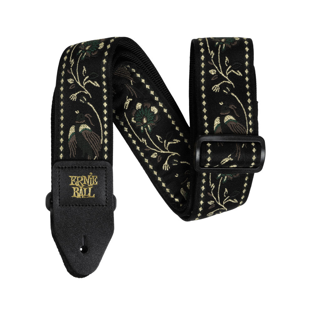 Ernie Ball Classic Jacquard Guitar/Bass Strap - Black Pleasant Pheasant-accessories-Ernie Ball-Hermes Music