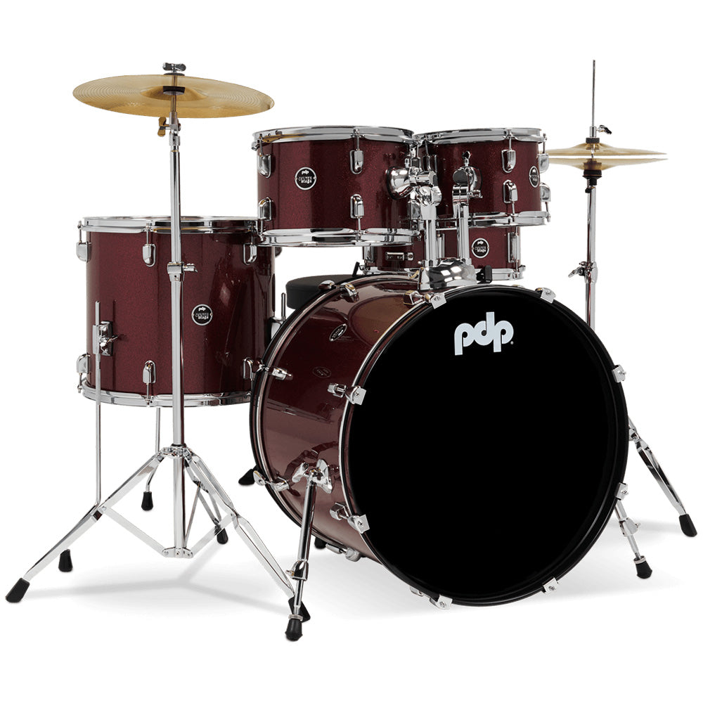 PDP Ruby Red Sparkle - 5 Piece Complete Kit-drumset-Drum Workshop- Hermes Music