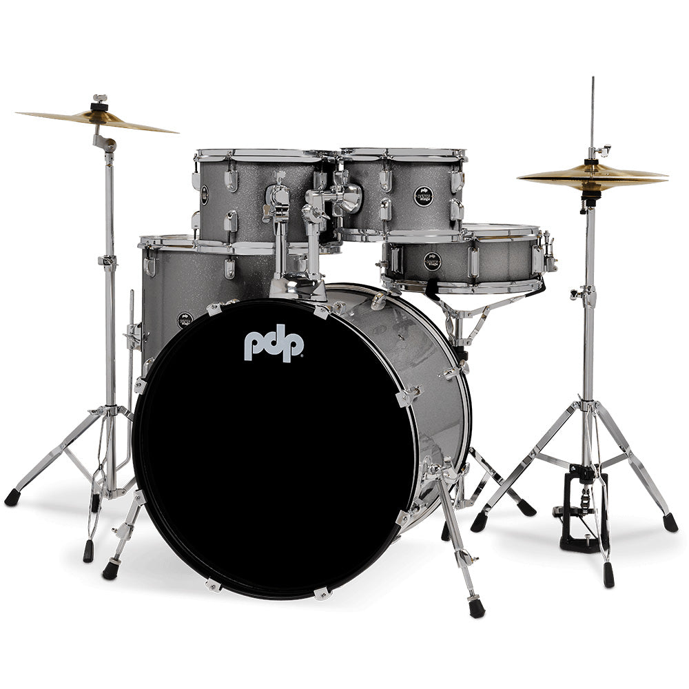 PDP Silver Sparkle - 5 Piece Complete Kit-drumset-Drum Workshop- Hermes Music