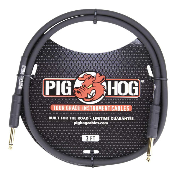 Pig Hog PH3 High Performance 8mm 1/4" Guitar Instrument Cable, 3 Feet-accessories-Pig Hog Cables- Hermes Music