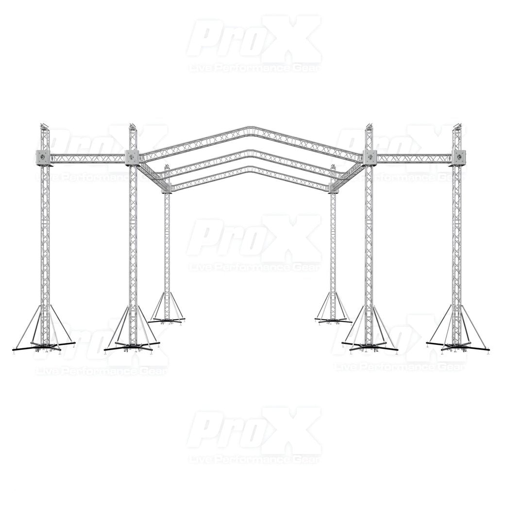 ProX 12D Stage Roofing System 30'W x 30'L x 23'H & Speaker Wings - Incl 6 Chain Hoist-trussing-ProX- Hermes Music