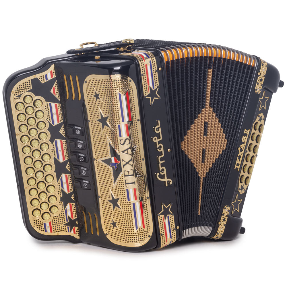 Sonola Accordion Special Edition Texas 5 Switch FBE Black with Gold-Accordions & Concertinas-Sonola- Hermes Music