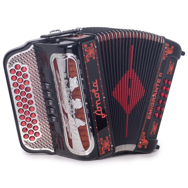 Sonola Emigrante II Accordion 5 Switch EAD Black with Red-accordion-Sonola- Hermes Music