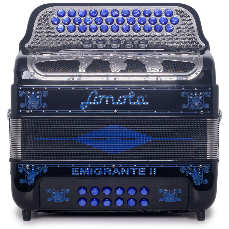 Sonola Emigrante II Accordion 5 Switch FBE Black with Blue-accordion-Sonola- Hermes Music
