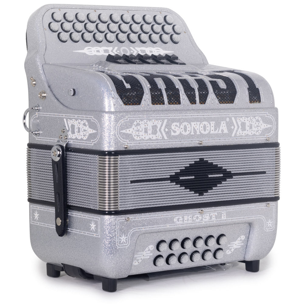 Sonola Ghost II Ultralight Accordion 5 Switch FBE Silver Glitter-Accordions & Concertinas-Sonola- Hermes Music