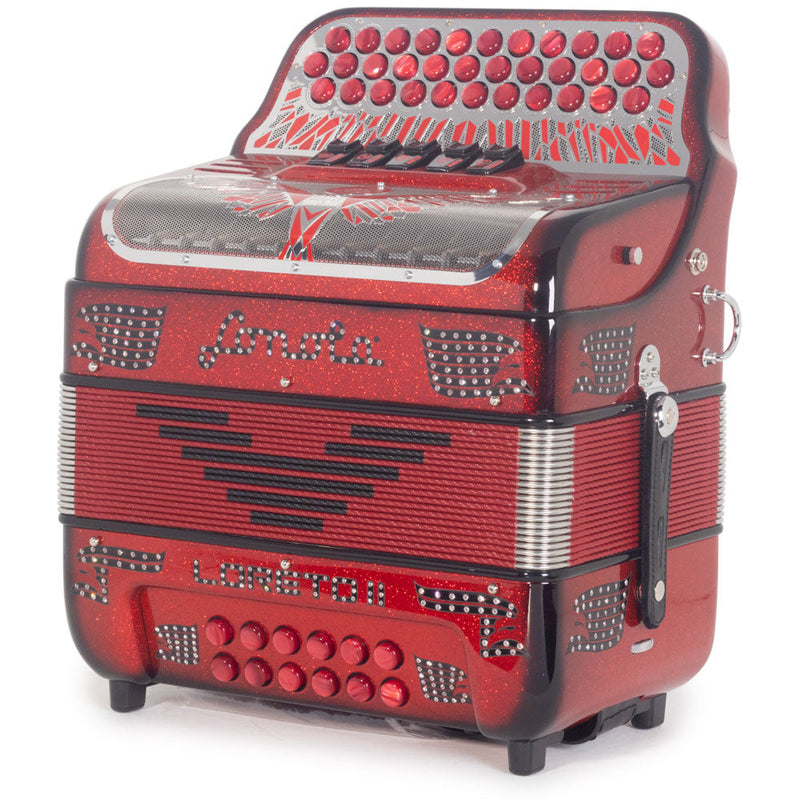 Sonola Loreto II Compact II Accordion 5 Switch FBE Red Glitter with Black-accordion-Sonola- Hermes Music