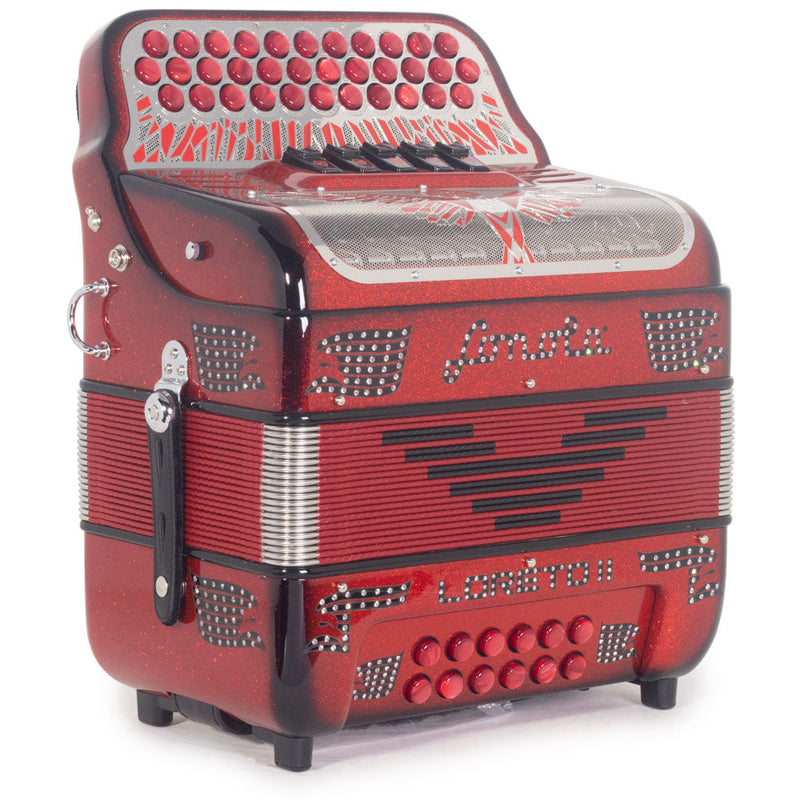 Sonola Loreto II Compact II Accordion 5 Switch FBE Red Glitter with Black-accordion-Sonola- Hermes Music