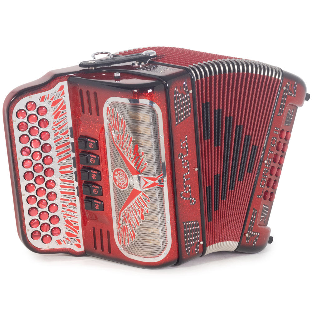 Sonola Loreto II Compact II Accordion 5 Switch FBE Red Glitter with Black-accordion-Sonola- Hermes Music