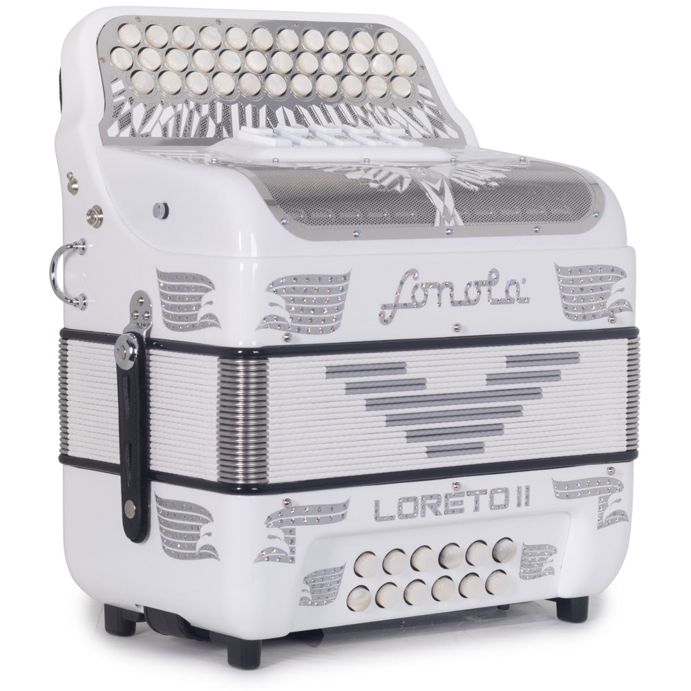 Sonola Loreto II Ultra Compact Accordion 5 Switch EAD White-Accordions & Concertinas-Sonola- Hermes Music